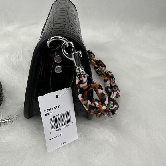 Coach 2-Way Wavy Dinky Bag In Croc Embossed Coachtopia Leather Black CT279 NWT - Picture 5 of 10